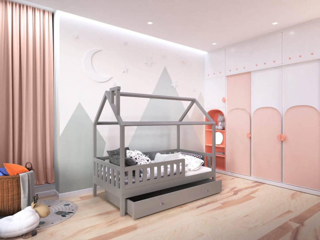 Łóżka dla dzieci w kształcie domku - inspiracje pokoju dziecka.