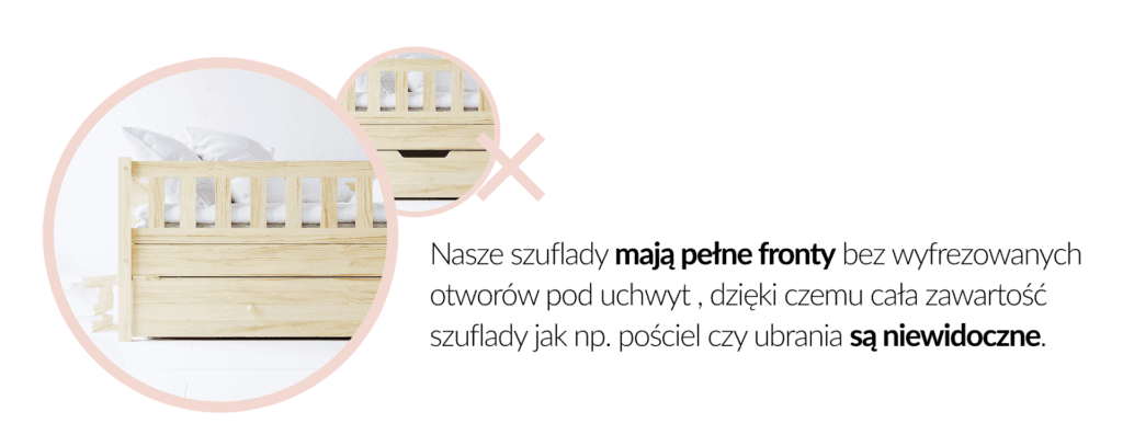 Łóżko z szufladą pojedynczą lub podwójną lub funkcją spania.